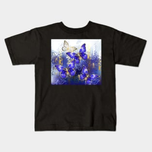 Three Sapphire Butterflies Kids T-Shirt